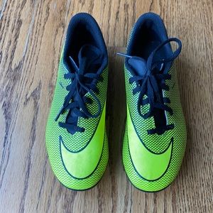 Neon yellow Nike soccer cleats